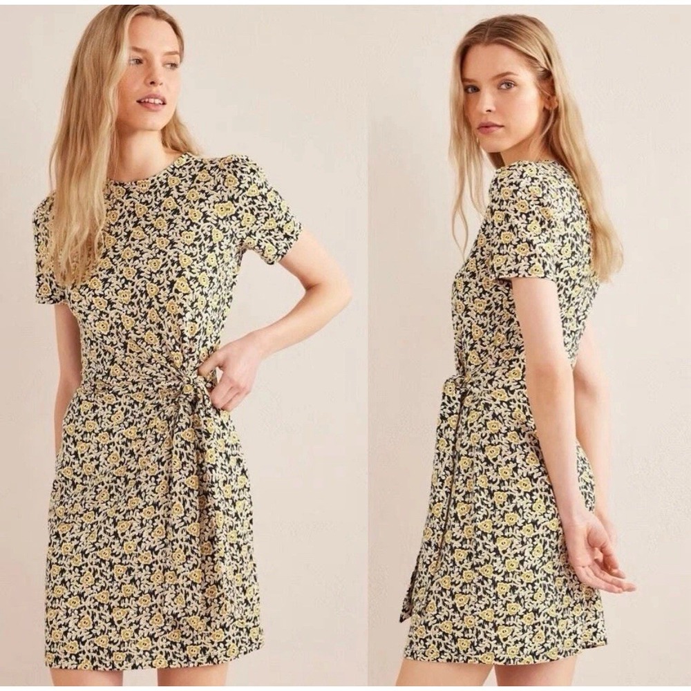 Boden Floral Mini Dress - Yellow and Black